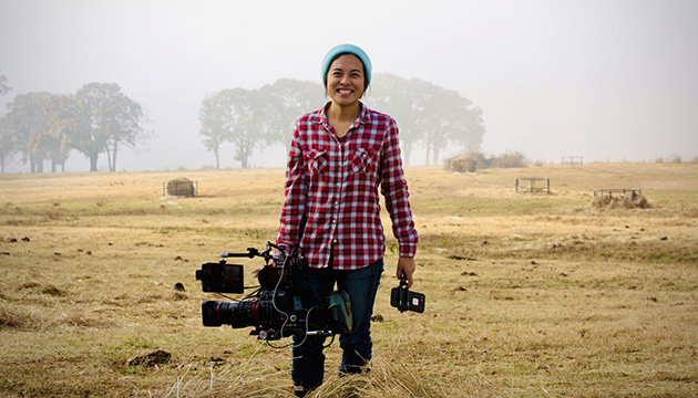 Kat Jayme on location in Bryant Reeves’ hometown of Gans, Oklahoma.