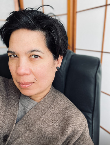 Of mixed Asian ancestry, including Filipino, Chinese and Vietnamese. Michelle Wing is a Vancouver-based social worker and clinical counsellor.