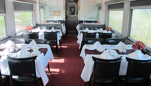 The dining car at The Canadian offers delicious treats.